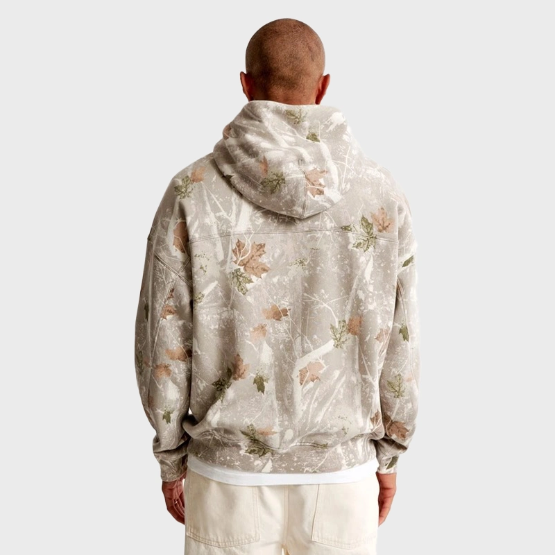 White Camo Abercrombie Essential Popover Hoodie - Image 3