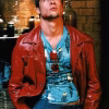 Fight Club Brad Pitt Red Leather Blazer Jacket