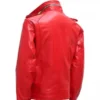 Flap Pocket Leather Jacket Red Men