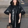 Gemma Chan Black Leather Coat