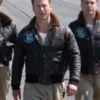 Glen-Powell-Devotion-2022-Tom-Hudner-Brown-Leather-Jacket