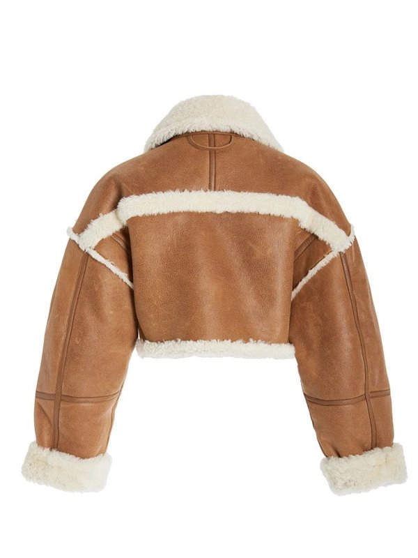 Hailey Bieber Cropped Fur Jacket - Image 3