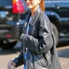 Hailey Bieber Bomber Leather Jacket