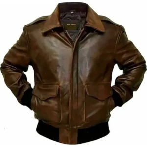 Handmade Men's A2 Aviator Flight US Navy Bomber Distressed Chocolate Brown Genuine Leather Jacket