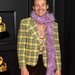 Grammys Harry Styles Checked Blazer