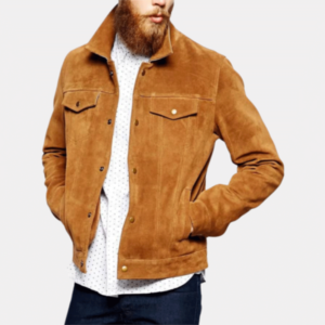 Brown Suede Leather Jacket Men's