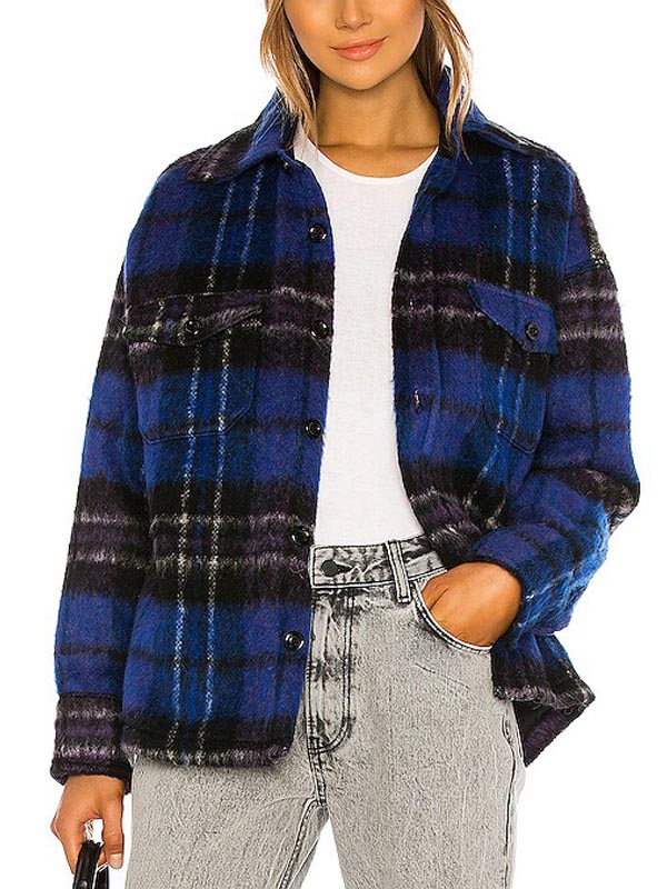 Home For Christmas Johanne Blue Plaid Jacket