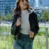 Hooded Moto Black Leather Jacket Women