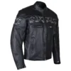 Mens Reflective Skulls Biker Leather Jacket