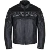 Mens Reflective Skulls Biker Leather Jacket - Image 2