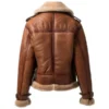 Chocolate Brown Fur Leather Aviator Jacket Women