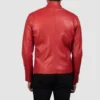 Mens Winter Red Motorbike Leather Jacket - Image 4
