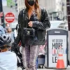 Irina Shayk Black Leather Coat - Image 2