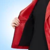 Womens Slim Fit Military Style Leather Jacket Red - Image 5