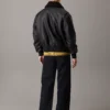 Men’s Faux Fur Black Leather Aviator coat