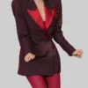 Jenna Ortega Maroon Suit - Image 4