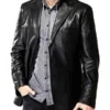 Jet Black Gentlemen Leather Blazer - Image 2