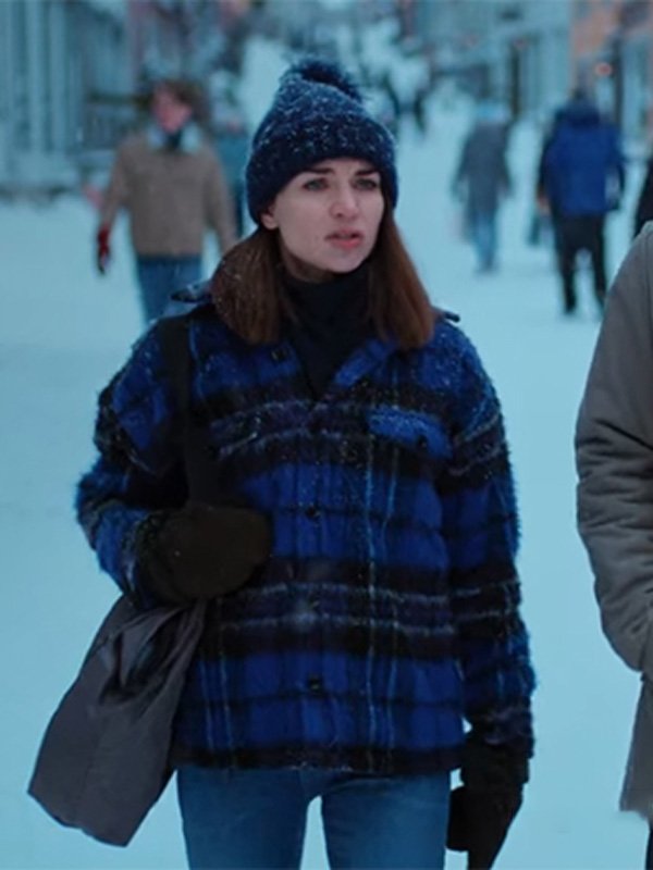 Home For Christmas Johanne Blue Plaid Jacket - Image 5