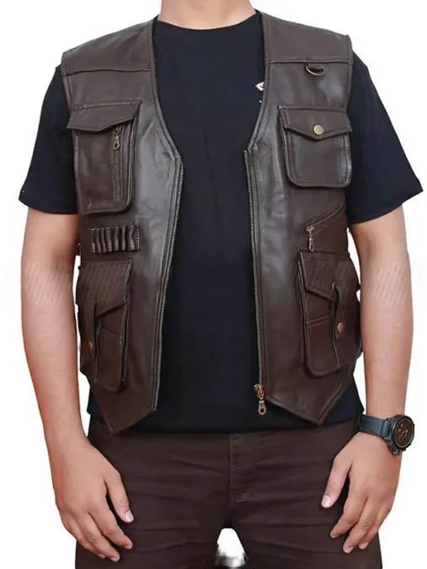 Jurassic World Chris Pratt Owen Grady Leather Vest - Image 4