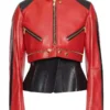 Katalina Golden Zipper Red Leather Biker Jacket Womens