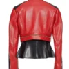Katalina Golden Zipper Red Leather Biker Jacket Womens