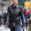 Kate Upton Black Leather Jacket