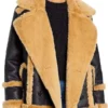 Katherine Black Leather Shearling Double Breasted Jacket - Image 4