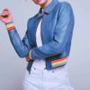 Evil Kristen Bouchard Blue Leather Jacket - Image 3