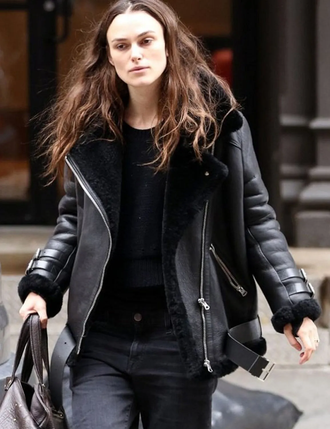 Keira Knightley Aviator B3 Shearling Leather Jacket - Main Image