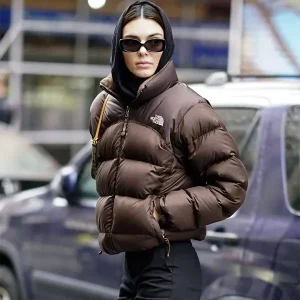 Kendall Jenner North Face Brown Puffer Jacket