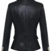 Kim Kardashian Black Leather Double Breasted Blazer