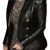 Kim Kardashian Black Leather Double Breasted Blazer