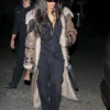Kim Kardashian Walnut Brown Leather Overcoat