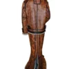 Kim Kardashian Walnut Brown Leather Overcoat - Image 2