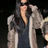 Kim Kardashian Walnut Brown Leather Overcoat - Image 5