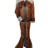 Kim Kardashian Walnut Brown Leather Overcoat