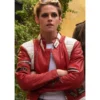 Charlie's Angles Kristen Stewart Leather Bomber Jacket Red and White