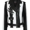 Womens Fashion Designer Leather Jacket Black and White