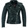 Women Brando Style Leather Motorcycle Jacket Black
