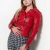 Elina Motorcycle Red Quilted Jacket Women - Image 11