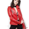 Elina Motorcycle Red Quilted Jacket Women - Image 10