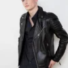 Quilted Leather Moto Jacket Mens - Image 11