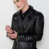 Quilted Leather Moto Jacket Mens - Image 10