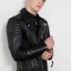 Quilted Leather Moto Jacket Mens - Image 9