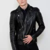 Quilted Leather Moto Jacket Mens - Image 8