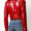 Lainey Lamb Skin Cropped Red Leather Jacket Women - Image 2