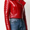 Lainey Lamb Skin Cropped Red Leather Jacket Women