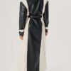 Selena Gomez Black and White Leather Coat - Image 2