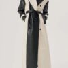 Selena Gomez Black and White Leather Coat - Image 6