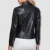 Women V-Style Biker Leather Jacket - Image 4